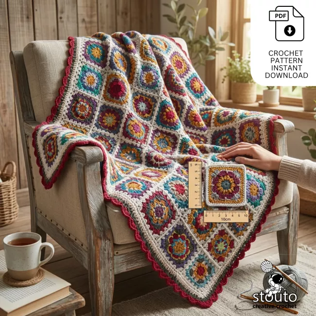 African Daisies Blanket - Small Granny Square Blanket - Free Crochet Pattern