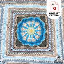 Daisy style textured granny square crochet flower motif