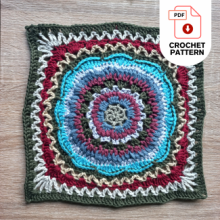 Flower Patchwork Blanket Square Pattern 3 crochet floral granny square from the African Flowers Patchwork collection