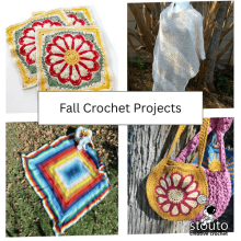 Cozy fall-themed crochet projects in warm autumn colors
