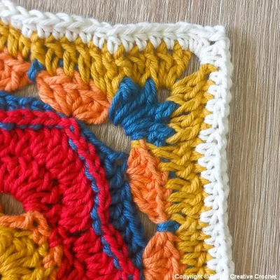 Big Flower Crochet Squares Steps Round 11