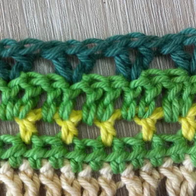 Mixed crochet stitch sampler blanket photo tutorial Rows 40 to 51