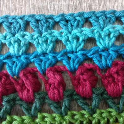 Mixed crochet stitch sampler blanket photo tutorial Rows 45 to 51