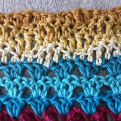 Mixed crochet stitch sampler blanket photo tutorial Rows 45 to 51