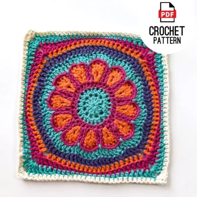 Large big flower crochet blanket flower square