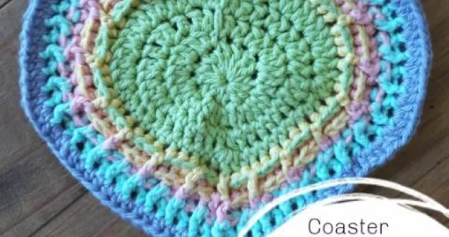 Textured Heart Shaped Crochet Coaster