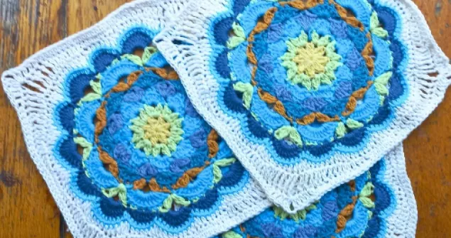 Forget me not crochet blanket squares 