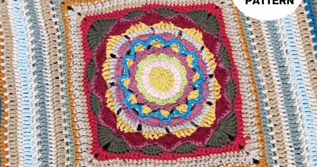 Spiked tip modern flower granny square crochet design