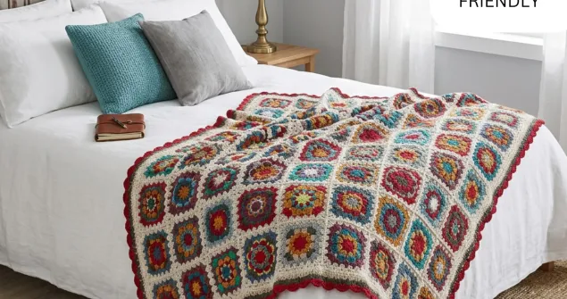 Free Small Granny Square Crochet Blanket Pattern – 4 Small Flower Motifs
