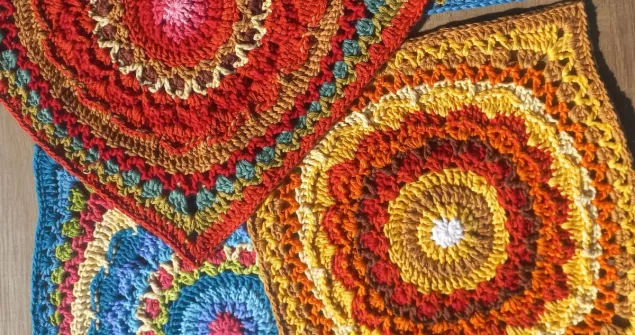 Sunrise Bloom Square crochet flower blanket square